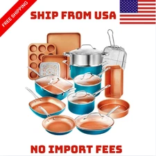 Gotham Steel 20 Piece Nonstick Cookware and Bakeware Set Turquoise NEW