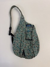 KAVU Mini Rope Sling Backpack Crossbody Shoulder Bag Teal Gray Arrows Geometric
