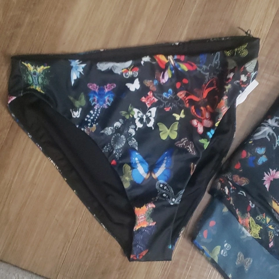 Christian Lacroix Negro Mariposa Desfile Estampado Bikini Parte Inferior/Pareo Foto 3 de 4