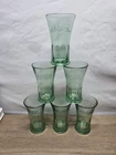 Vintage Coca-Cola- Heavy Flared Rim Green Libby Glasses - Set Of 6