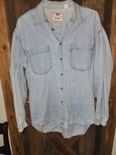 Vintage Levi's Red Tab Men's Lg Light Blue Denim Button-Up Shirt Long Sleeve