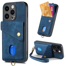 Case For Various Phone Card Wallet Phone Cover Retro Fashion Holder + Hand Strap