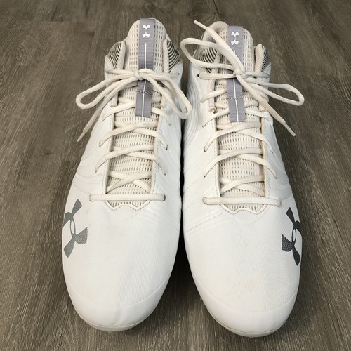 Botines Under Armour para hombre 15 blancos nitro medio fútbol lacrosse 3000181-100 - Imagen 2 de 12
