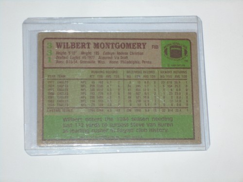 1984 Topps Football Card #331 Wilbert Montgomery Philadelphia Eagles - Picture 12 of 12