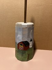 BUTTER CHURN WOODEN HAND PAINTED BARN SCENE F...