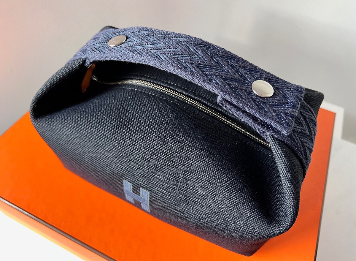HERMES BRIDE A BRAC Case PM Noir / Bleu Cosmetic Navy Bag