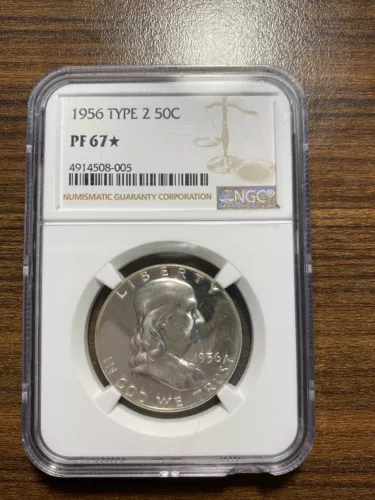 1956-P Type 2 Franklin Silver Half Dollar 50C NGC PROOF PR PF 67* Star Type Two