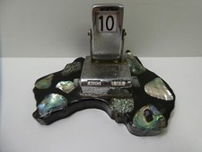VINTAGE CRYSTAL CRAFT RESIN PAUA SHELL FLIP NUMBER DESK CALENDAR AUSTRALIA MAP