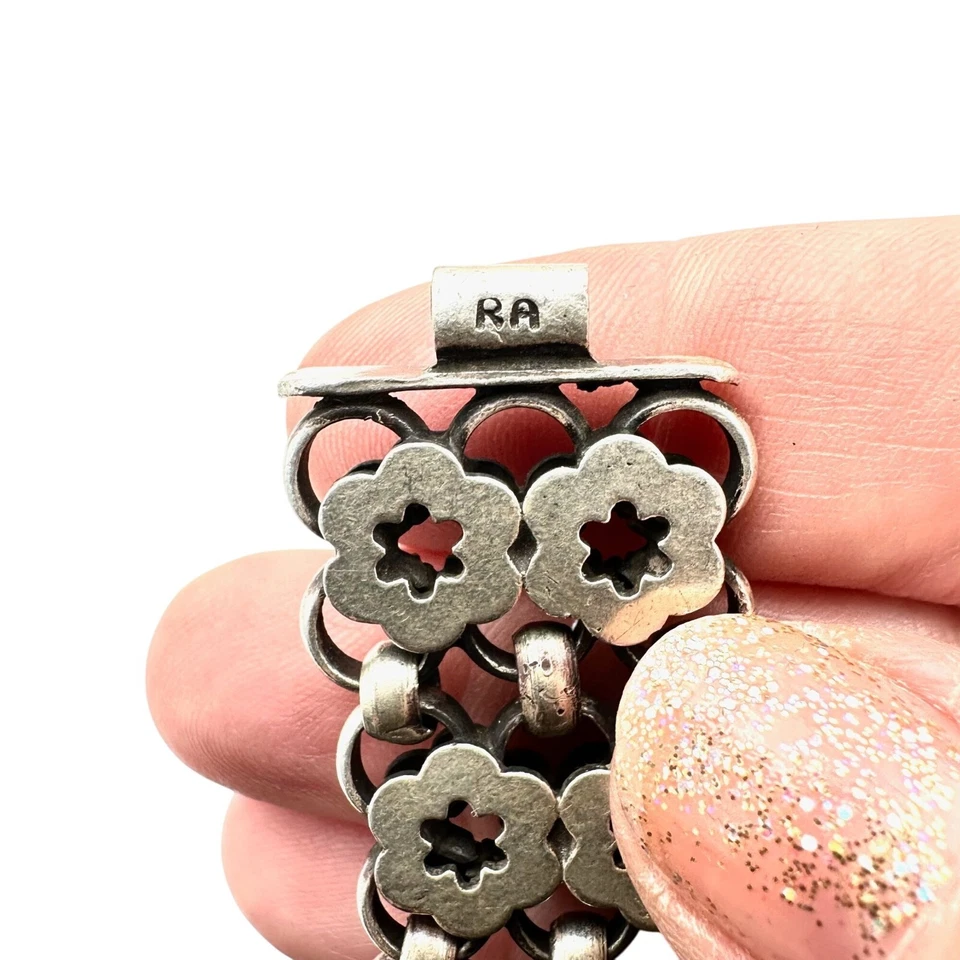 Brazalete de plata esterlina indio tradicional RA Rajasthan firmado de colección raro Foto 4 de 4