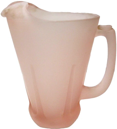 Vintage Tiara by Indiana Glass Pitcher Peachy Pink Satin or Frosted 8 1/2" Tall