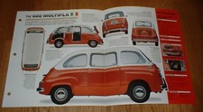 1957 Fiat 600 Multipla Original Imp Brochure Poster 57 65 Van Seicento Mini-mpv