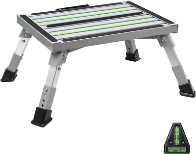 Aluminum Safety RV Steps Adjustable Height Folding Platform Step with Friction S
