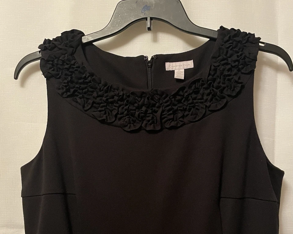 Charter Club Sheath Dress Womens Size 14 Black Sleeveless Stretch Pockets - Image 2 of 4