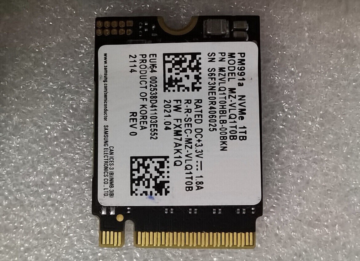 PM991a SAMSUNG 1TB SSD M.2 2230 NVMe PCIe For surface Dell Laptop