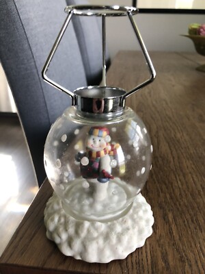 Gorham *WINTER FOLLIES* Snowman Snow Globe Tealight Candle Lamp
