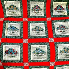 Christmas Holiday Fabric Holy Mistletoe Cranbery Chustnuts Marcus Brothers - BTY