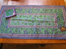 Gen Collection 13x25" TABLE RUNNER & 5~3 7/8" COASTERS Blue-Green-Purple~~NWT!!