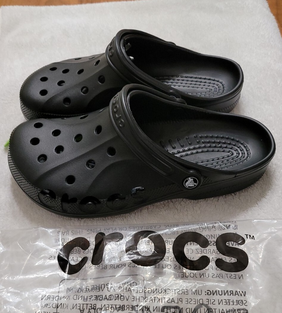 Crocs Baya Unisex Black Slip-On Clogs Sandals 10126-001 - 10 Men