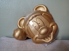 Disney Store Mickey Mouse Gold Metal Vintage Christmas Jelly Mould Tin