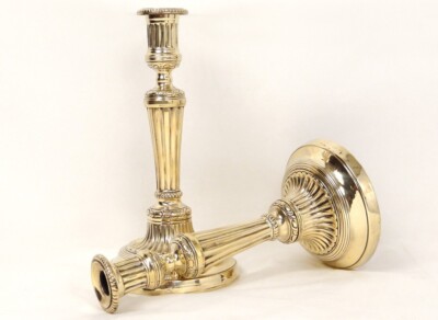 Paire De Bougeoirs Chandeliers En Bronze / Laiton - Début XIXe - Pour Restauration