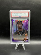 Ryan Reckley 2022 Bowman Chrome 1st Year Purple Refractor 129/250 Giants PSA 8