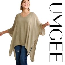 PLUS XL 1XL 2XL UMGEE TAUPE V-Neck High Low Tunic/Kaftan/TOP/BLOUSE BHCS