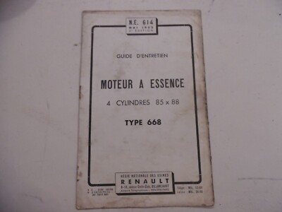 Guide d’entretien MOTEUR A ESSENCE 4 Cylindres 85x88 – Type 668 – N.E