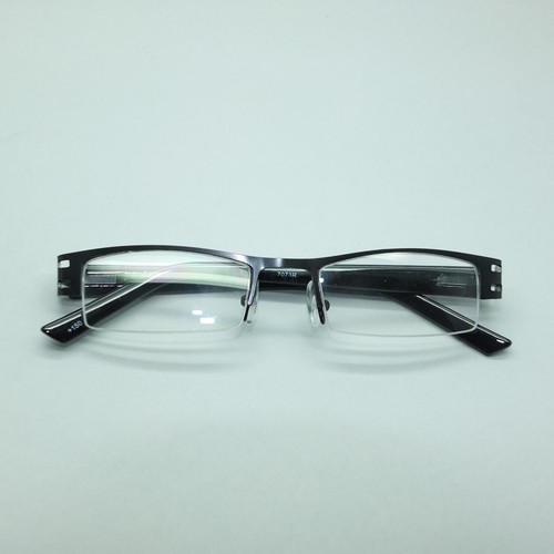 City Style Reading Glasses Black Metal Polished Straight Top Frame +1.50 - Picture 4 of 4