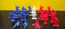 Vintage Plastic Red White Blue 2.5" Toy Fireman Lot - Set Of 25 Pieces