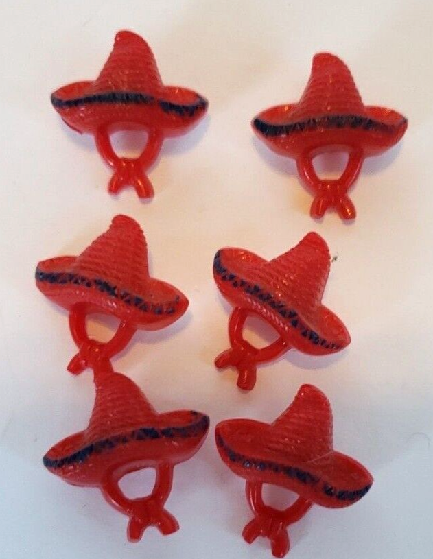 Set of 6 Vintage Sombrero Hat Shaped Red Plastic Buttons | eBay