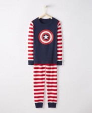 NWT Hannah Andersson Marvel Captain America Long John Pajamas Organic Cotton 5