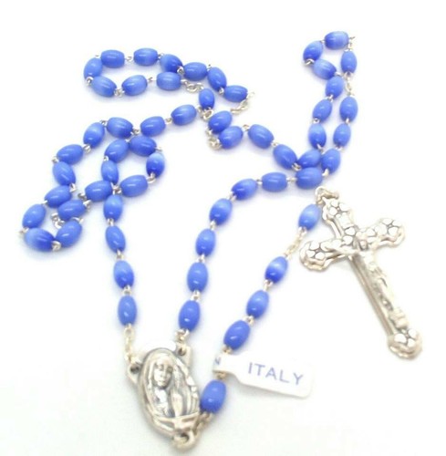 LOT OF 5 Murano Style Italian Purple Glass Rosary Beads, Made in Italy, Stamped - Picture 2 of 4
