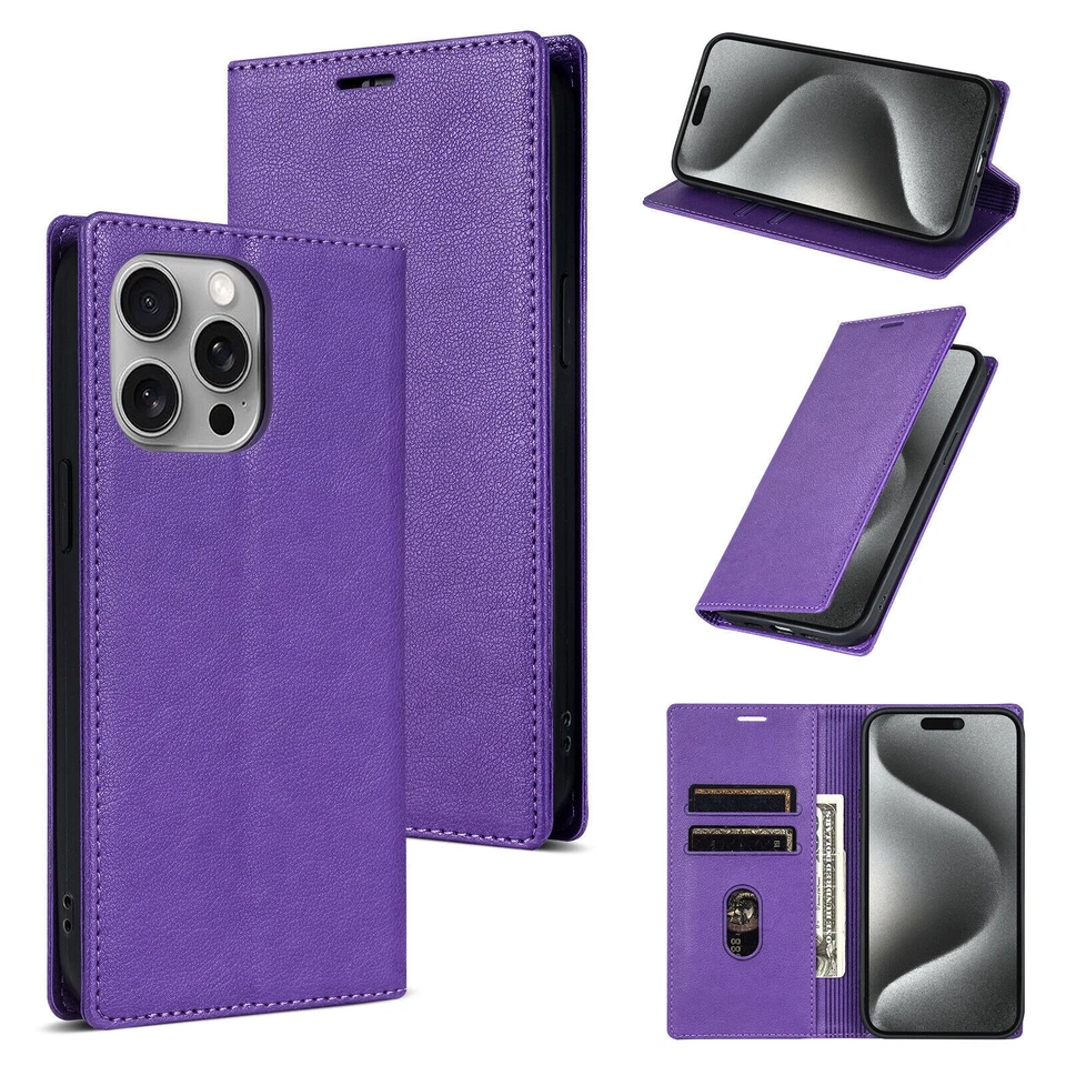 Magnetic Flip Leather Phone Case For iPhone 16 15 14 13 12 11 Pro Max XR 7 8 SE - Image 2 of 4