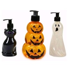 Halloween Soap Pump Dispenser - Three NEW GHOST, PUMPKINS, CAT - Set of 3