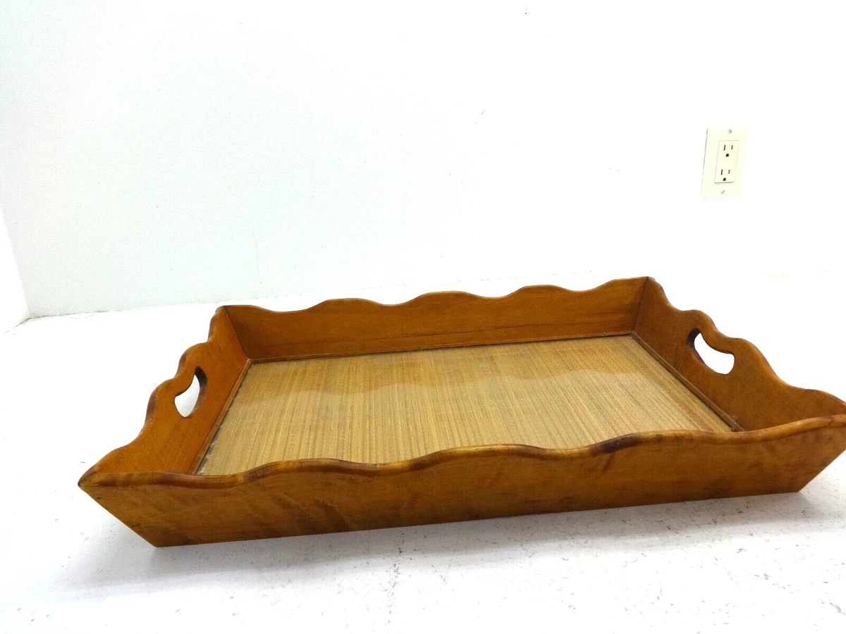 Vintage Mid century Modern Large Rectangular Wooden Serving Tray