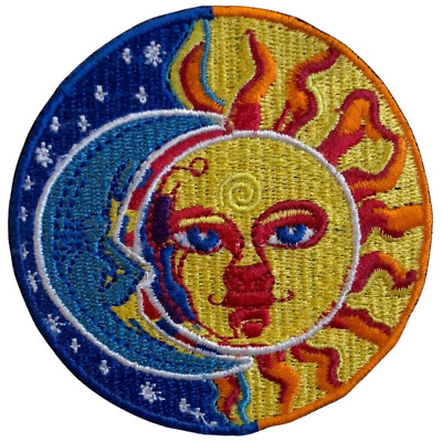 Bestickter Patch Blau Mond und gelbe Sonnenfinsternis Valentino ROSI Bügelbild Aufnähen
