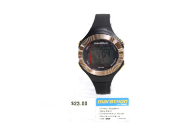 Marathon by Timex Women s Digital 34mm Black/Rose Gold-Tone Watch Resin Strap