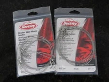 2 Packs of 3 Berkley Size 24 Steelon Wire Wound Leader Rig  30LB