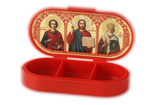 Scatola portaoggetti pillole di incenso icone cristiane ortodosse religiose o...