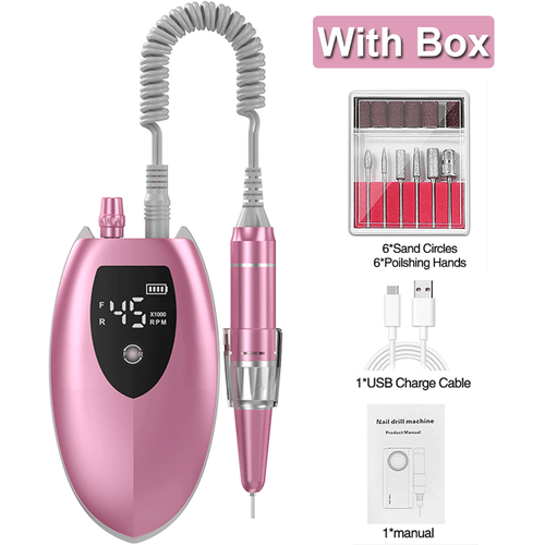 Acryl Nagelmaschine Kit Feilenbohrer für Maniküre Pediküre Wiederaufladbares Gel - Bild 12 von 13