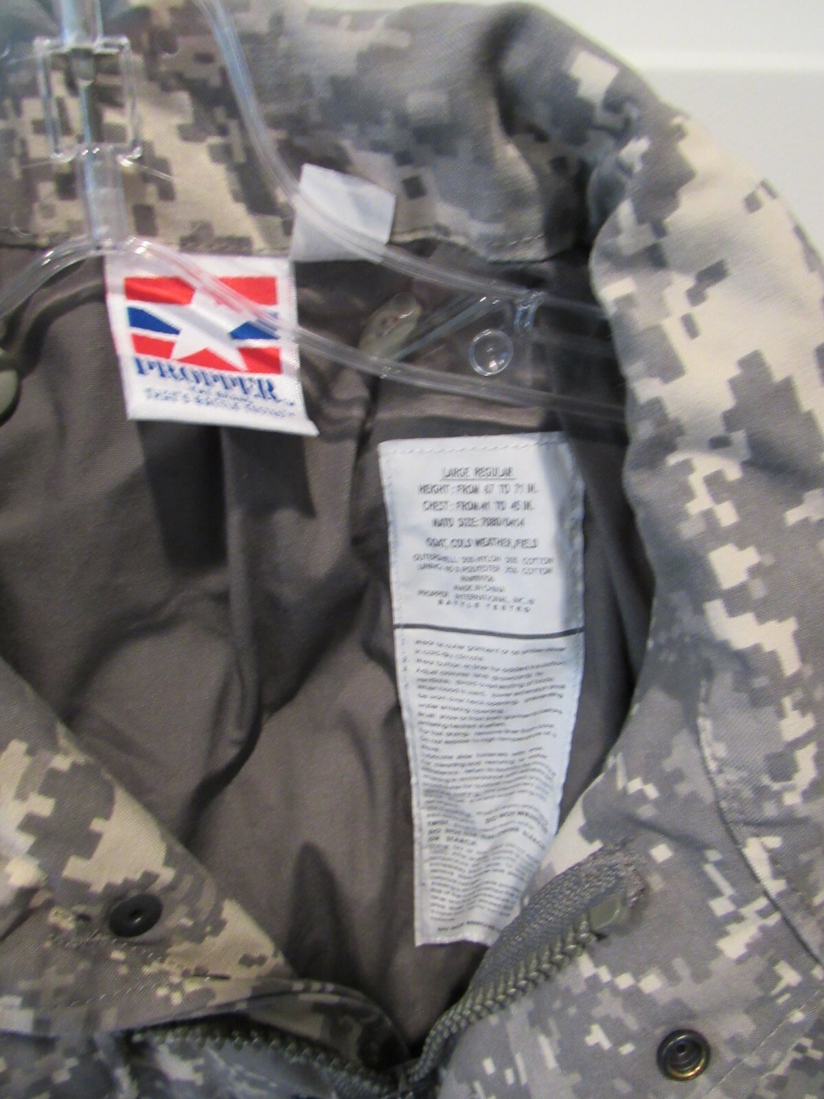 PROPPER COLD WEATHER FIELD JACKET coat size Large Regular Digital Camo