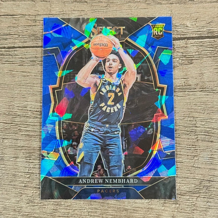 Andrew Nembhard #77 Blue Concourse Cracked Ice Prizm RC 2022-23 Panini Select NM