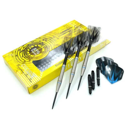 CUESOUL Glory 24 gram Blue Grooves Black Shafts 85% Tungsten Steel Tip Dart Set
