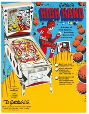 High Hand Gottlieb Pinball Flyer / Brochure / Ad - Nice