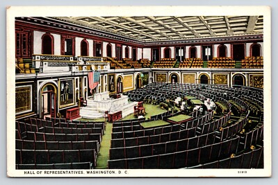 Postcard Hall of Representatives, Legislative Chamber, Washington D.C.
