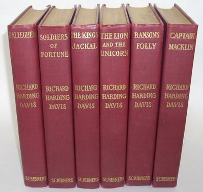 LOT OF 6 - Richard Harding Davis HC Books - 1905 Scribner's Sons, Red Hardcovers