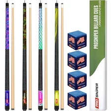 Premium Pool Sticks Set of 4 | 58-Inch, 19-Oz Canadian Maple Pool Cue with Lo...