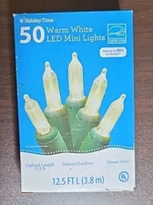 50 Warm White Mini Lights 12.5ft Indoor/Outdoor Green Wire Energy Star