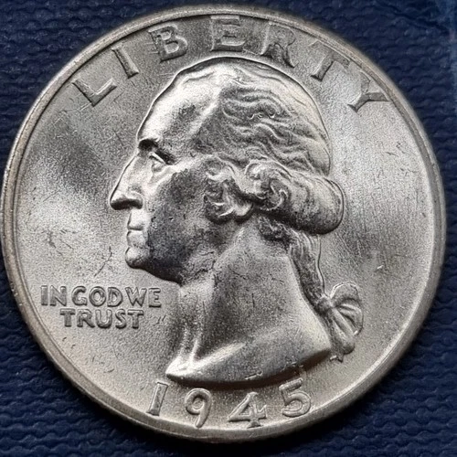 1945 D Washington Quarter 25c Silver BU UNC GEM Brilliant Uncirculated #97159