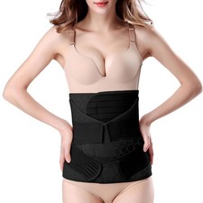 3 in 1 Postpartum Belly Wrap - Recovery Belly/Waist/Pelvis Belt Black Postpar...